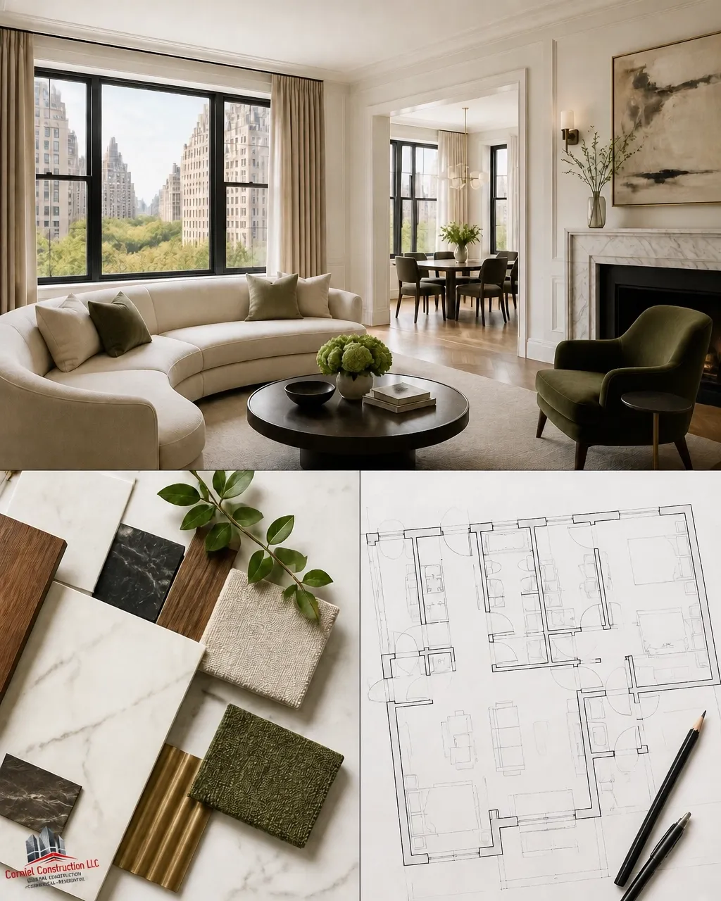 Integrated renovation process composite showing coordinated interior work